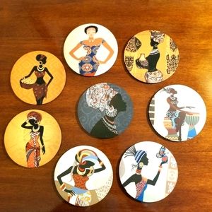 African inspired Round Table Coasters set of 8
